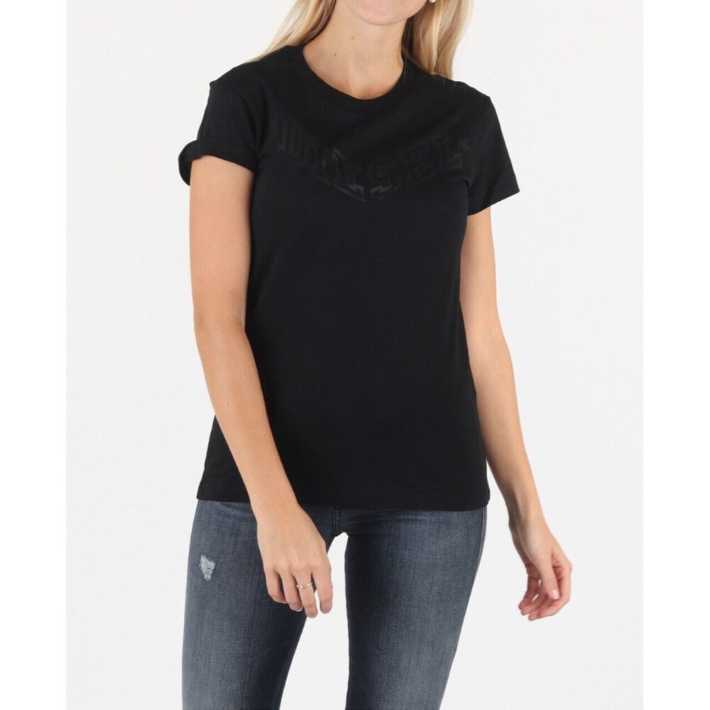 $58 Diesel Women’s T-Sully Ai New Print T-Shirt Short Sleeves is Black Size XXS